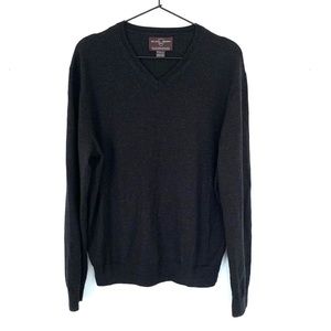 Black Brown 1826 Merino Wool V-Neck Sweater